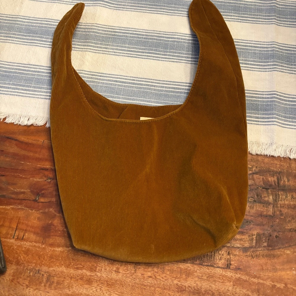 Merit Beauty Mustard Yellow Corduroy Hobo Bag Minimalist Slouchy Makeup‎ Bag